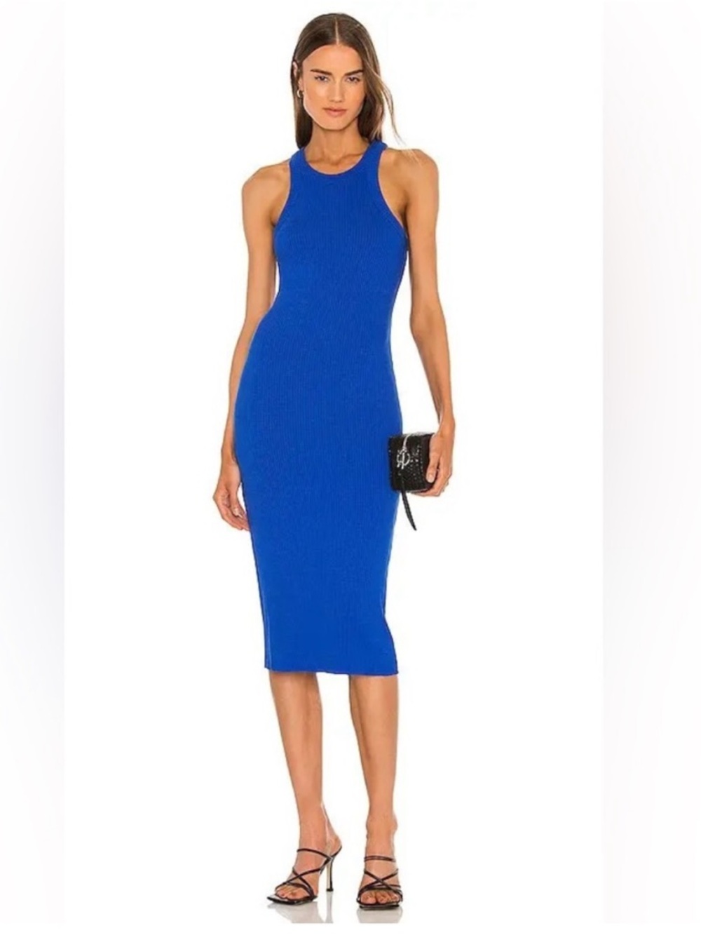 WSLY Ribbed Tank Midi Dress in Blue